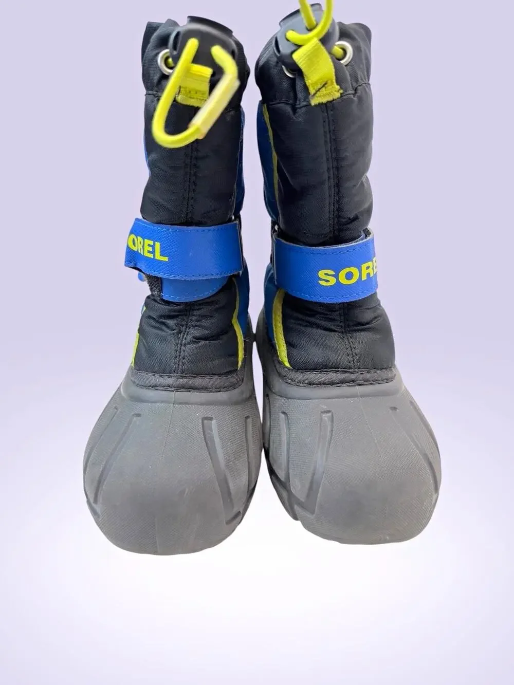 SOREL Snow Commander Kids Snow Boots Blue/Black/Gray/Yellow Hook & Loop 11